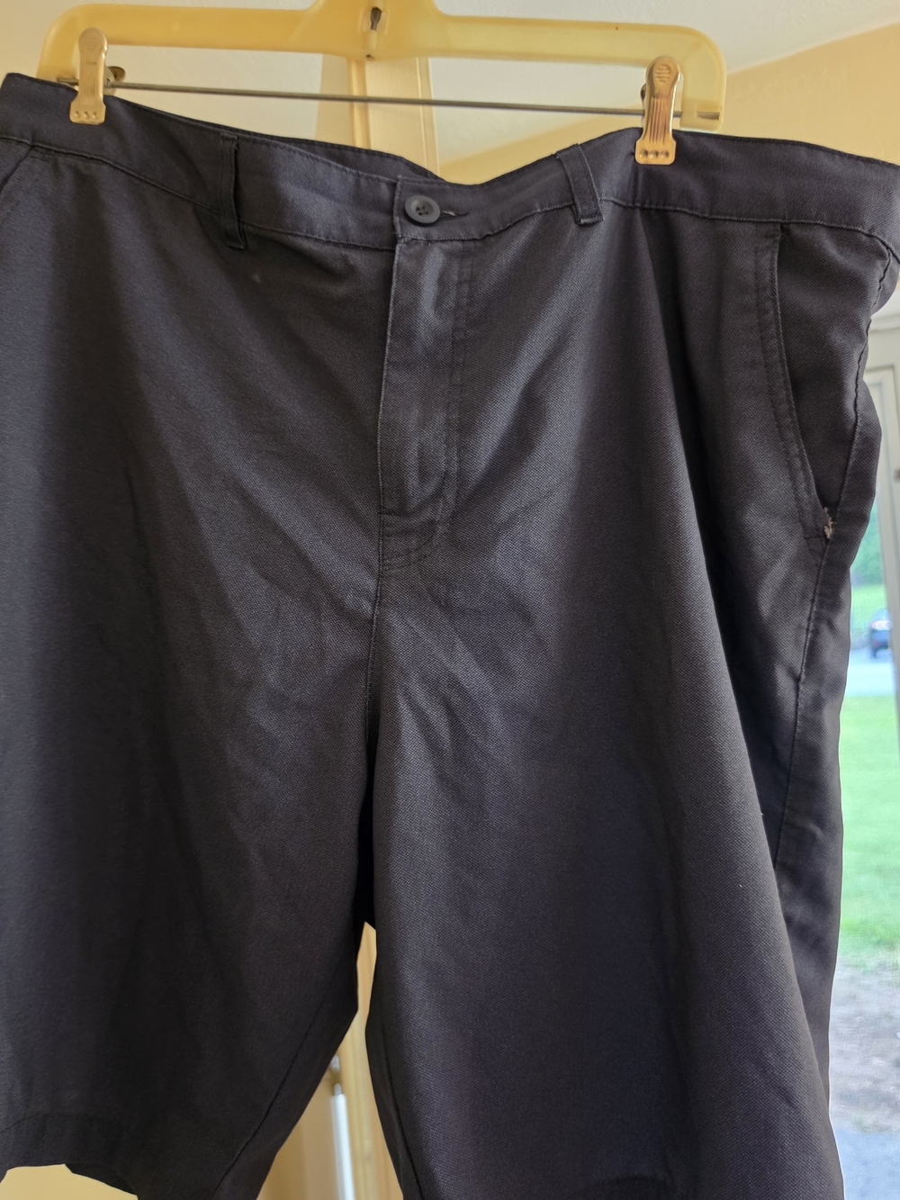 APt8 Men's Navy Chino Shorts Polyester Spandex Stretch Pockets Button Closure 38